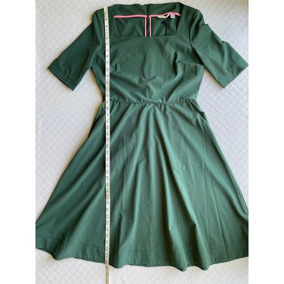 Betabrand Elixir Square Neck Fit & Flare Midi Dress Emerald Green Medium NWT - Picture 12 of 12